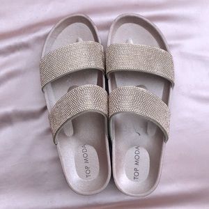 Rhinestone rose gold platforms